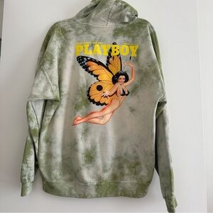 Playboy August 1967 magazine cover green tie dye hoodie — small